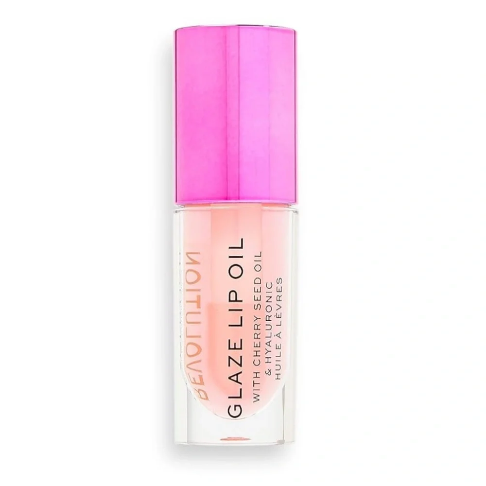 💎 Revolution Beauty Glaze Lip Oil Glam Pink Cherry Scented Hyaluronic Acid New